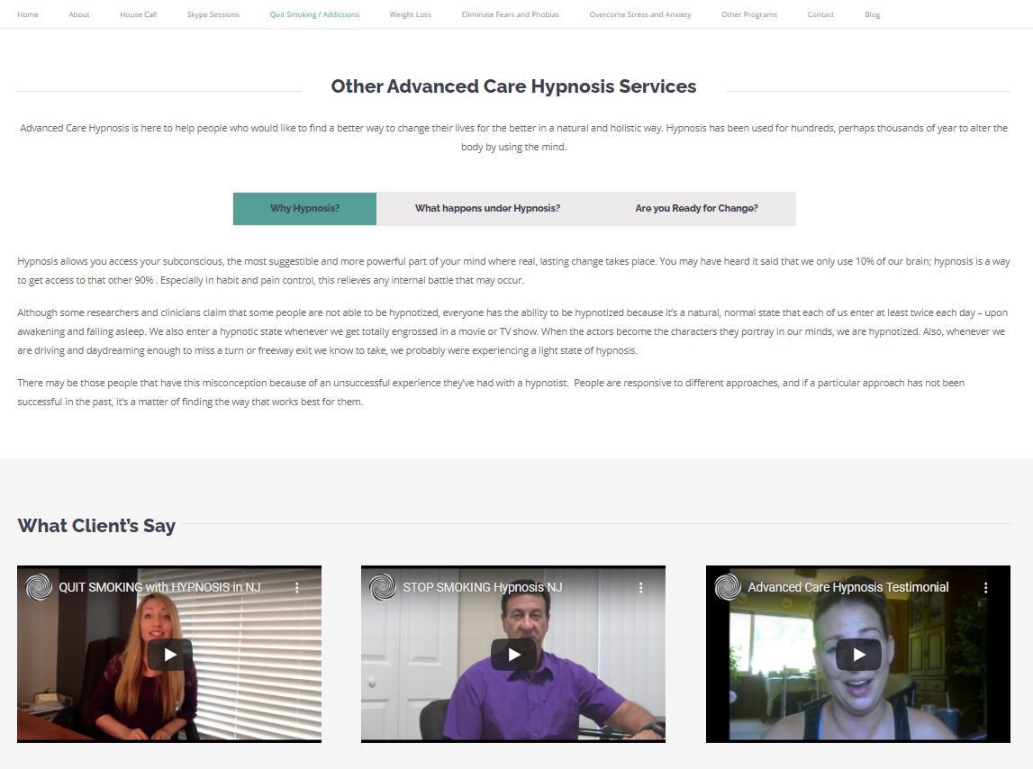 Advanced Care Hypnosis Website Design
